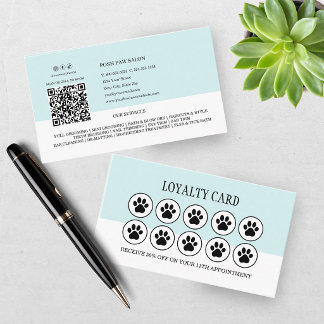 Cartão De Visita Dog Grooming Teal Loyalty Card Pet Salon