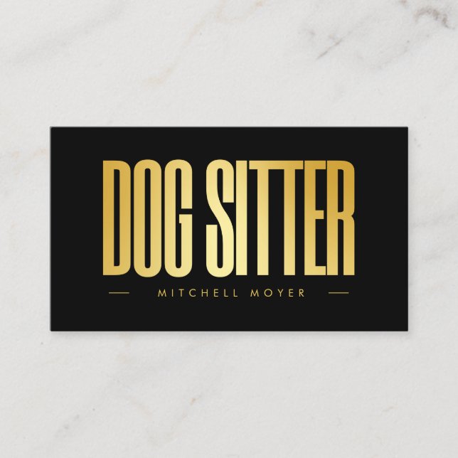 Cartão De Visita Dog Sitter Black And Gold  (Frente)