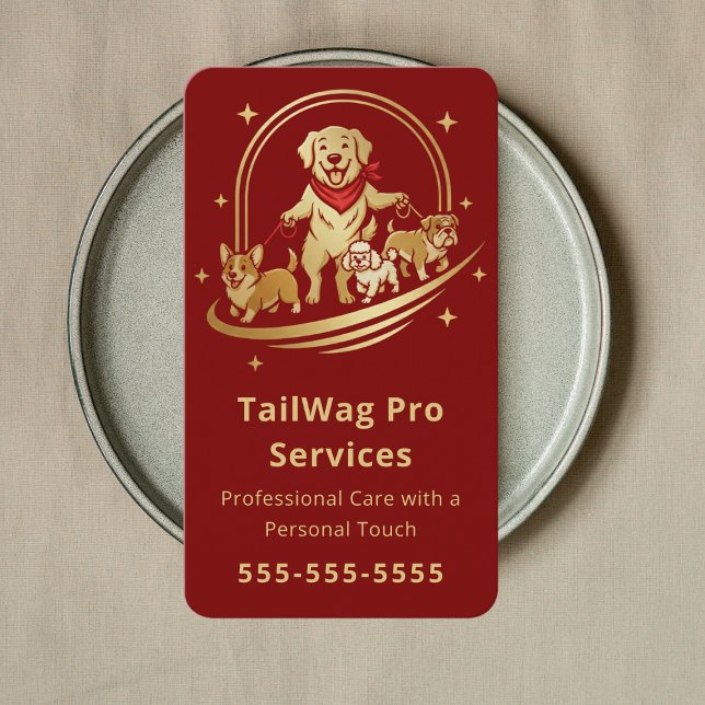 Cartão De Visita Dog Walker Trainer Sitter Modern Pet Care Service (Criador carregado)