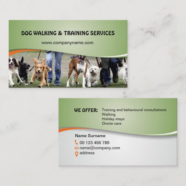 Cartão De Visita Dog walking and training services (Frente/Verso)