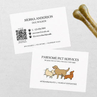 Cartão De Visita Dog Walking Pet Sitting QR Code
