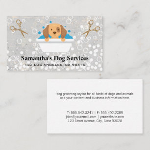 Cartão De Visita Doggie Bath Tesouras de bolhas de sabão