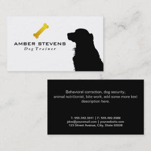 Cartão De Visita Doggie Silhouette   Osso do cão Dourado
