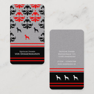 Cartão De Visita Dogue Alemão Preto Branco Vermelho