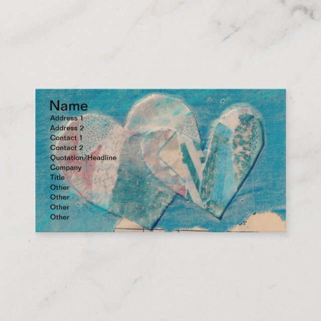 Cartão De Visita Dois Corações Misturam Colagem de Mídia (Frente)