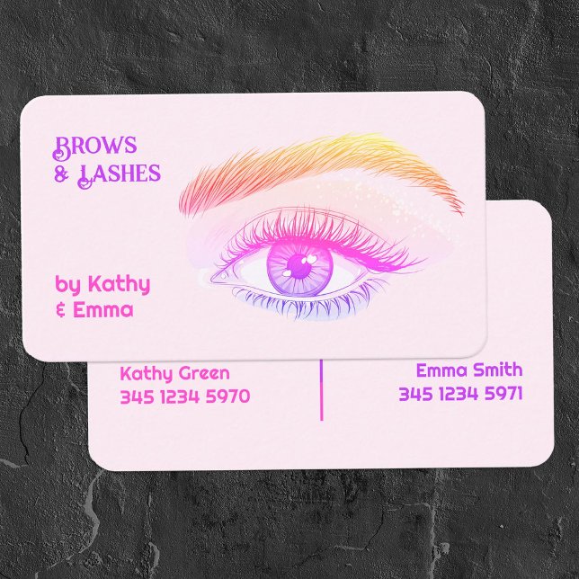 Cartão De Visita Dois Nomes Brotam A Tecnologia (Two Names Brows Lashes Tech Business Cards)