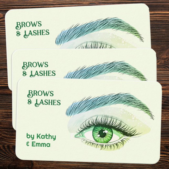 Cartão De Visita Dois Nomes Brotam Lashes Tech Green (Brows - Lashes Visiting Cards)