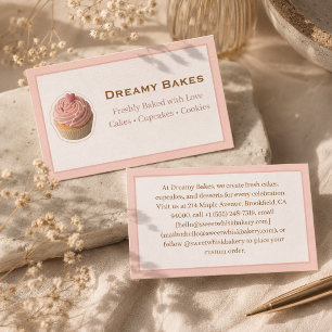 Cartão De Visita Dona de Padaria de Cupcake Rosa Estética