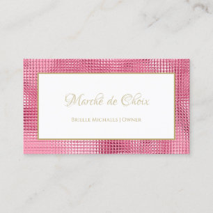 Cartão De Visita Dona do Salão Pink Sequin