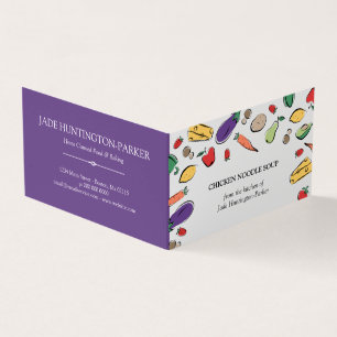 Cartão De Visita Doodles da comida - Tag caseiro roxo do cair da