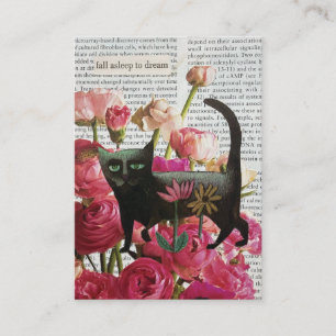 Cartão De Visita Dormir para Sonhar Flores Rosa Quentes de Gato Pre