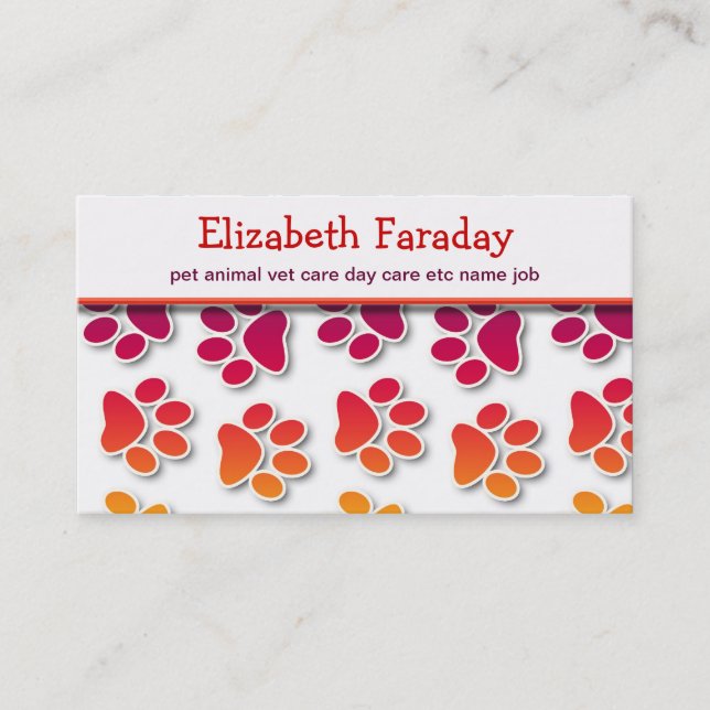 cartão de visita dos animais de animais de (Frente)