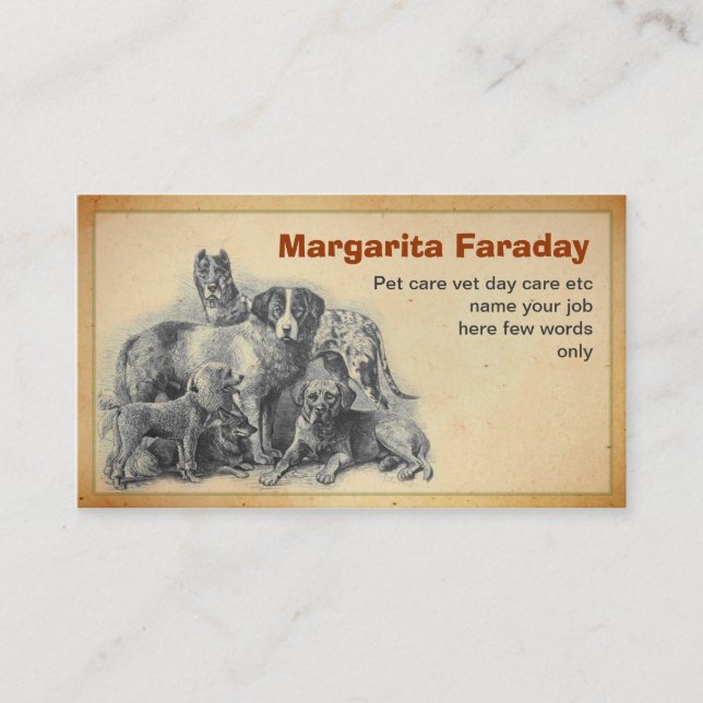 cartão de visita dos cães de animais de estimação (Frente)