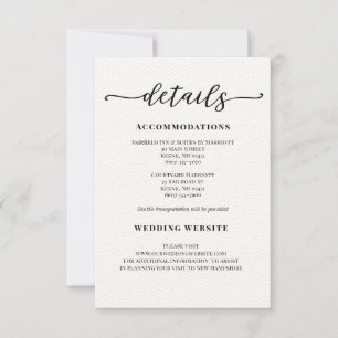 Cartão de visita dos Detalhes do Casamento da Cal
