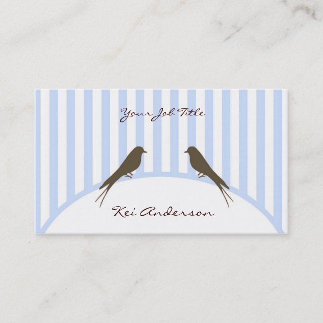 Cartão de visita dos pássaros da listra azul (Frente)