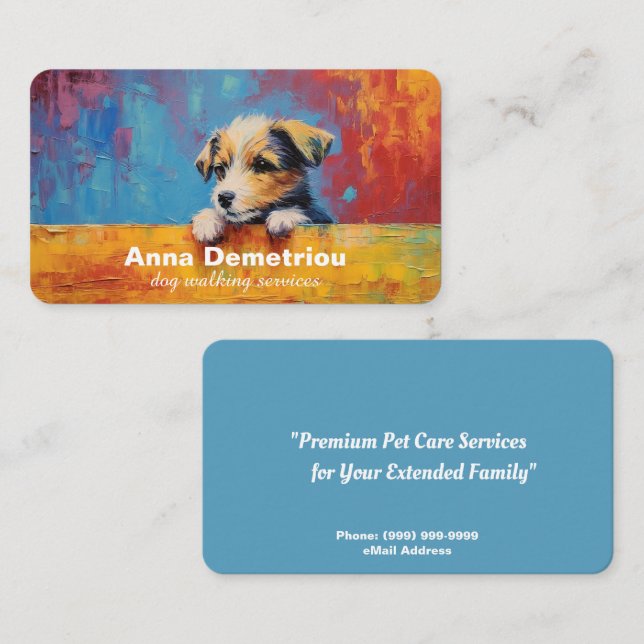 Cartão de visita dos serviços de localização de cã (Frente/Verso)