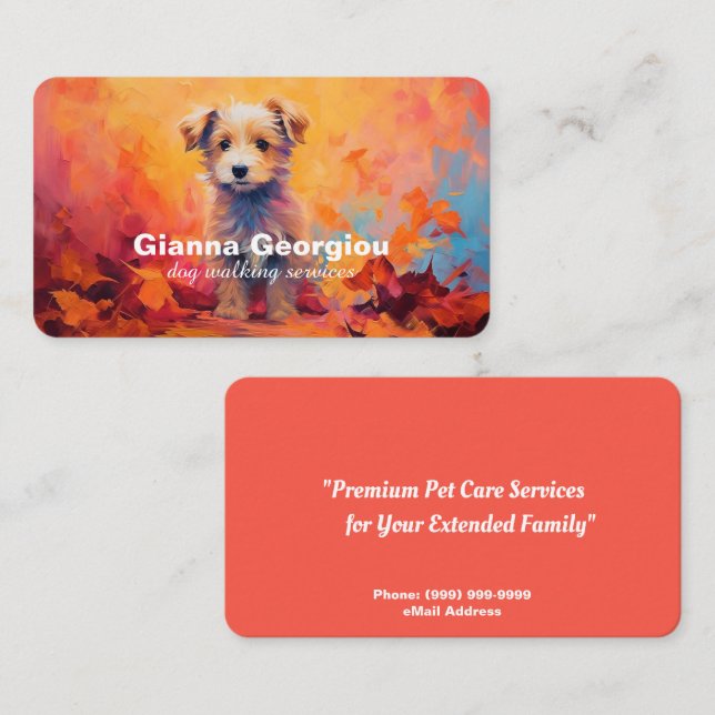 Cartão de visita dos serviços de localização de cã (Frente/Verso)