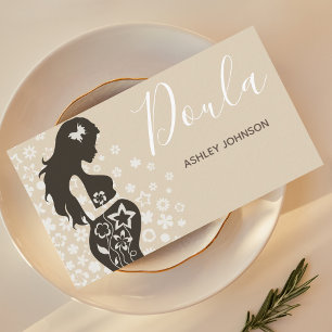 Cartão De Visita Doula Mídia Birth Coach Floral Women Silhouette
