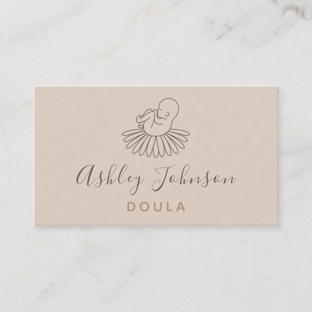 Cartão De Visita Doula Midwest Birth Treinador Elegante Boho Floral (Frente)