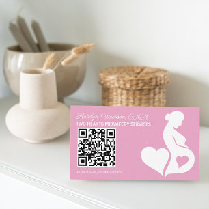 Cartão De Visita Doula Pink Pregnancy Silhout Código QR