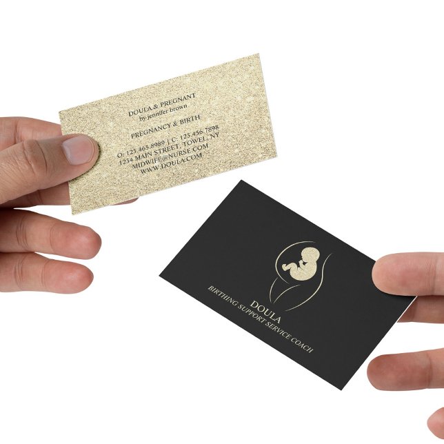 Cartão De Visita Doula Pregnancy Enfermeira Parteira Birth Coach Go (Doula Pregnancy Nurse Midwife Birth Coach gold Business Card)