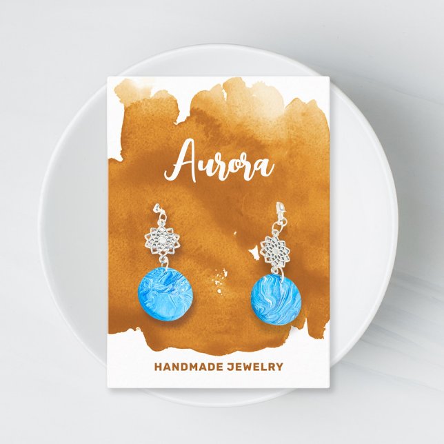 Cartão De Visita Dourada Aquarela Pintada Mão-de-Obra Moderna (Criador carregado)