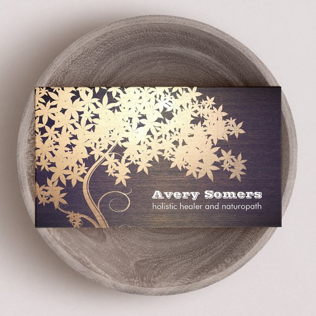 Cartão De Visita Dourada árvore Holística Healer Naturopath Parede  (Criador carregado)