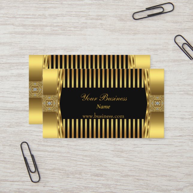 Cartão De Visita Dourada Black Stripe Jewel Company (Frente/Verso In Situ)