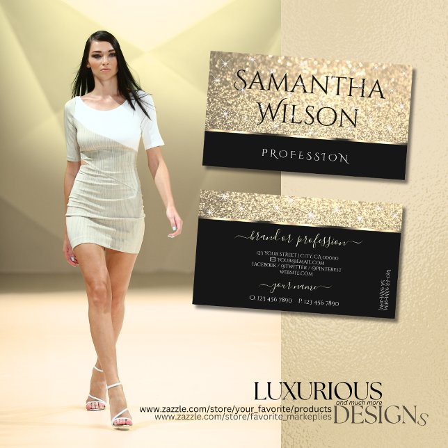 Cartão De Visita Dourada brilhante Estrelas Luminosas de Brilho Qua (Criador carregado)