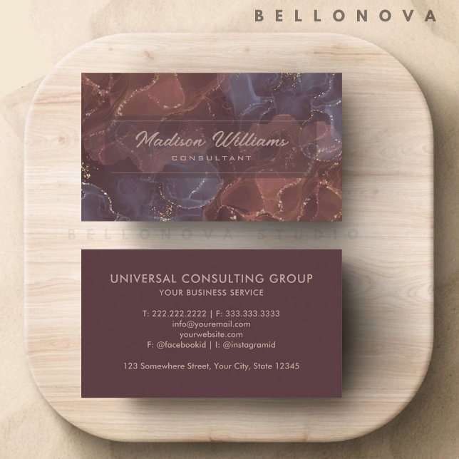 Cartão De Visita Dourada brilhante Púrpura, rosa, personalizada pro (Custom Pink Purple Gold Glitter Professional Business Card)