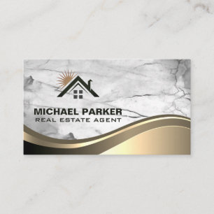 Cartão De Visita Dourada Casa Sunny Metálica Marble Stone