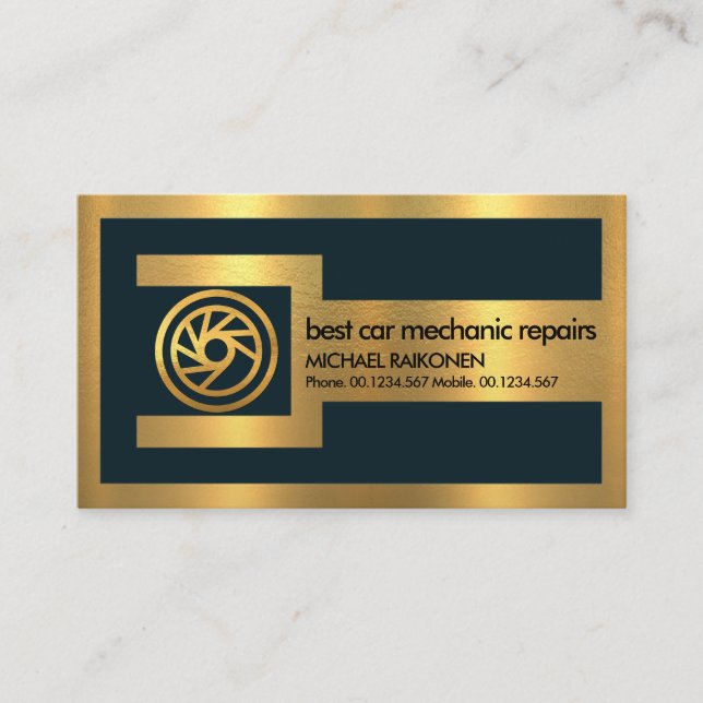 Cartão De Visita Dourada chave inglesa Dourada Tire Automotive Mech (Frente)