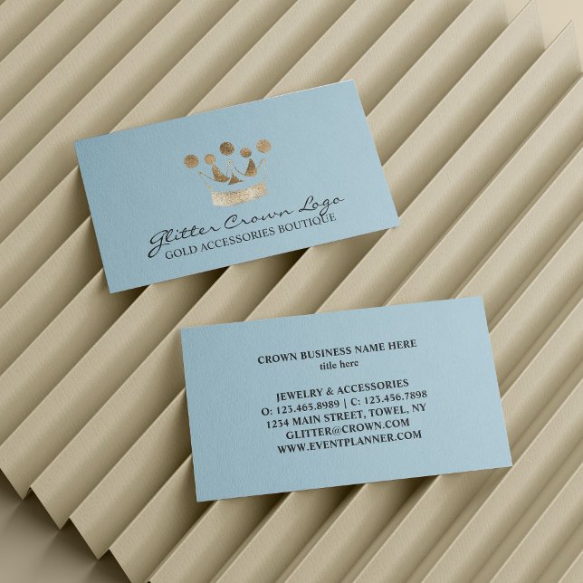 Cartão De Visita Dourada Coroa Azul (Blue Baby Gold Crown Business Card
)