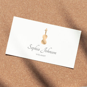 Cartão De Visita Dourada Elegante Violinista Profissional