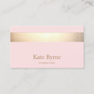 Cartão De Visita Dourada faixa rosa elegante moderna