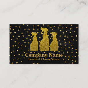 Cartão De Visita Dourada falha no serviço de limpeza elegante
