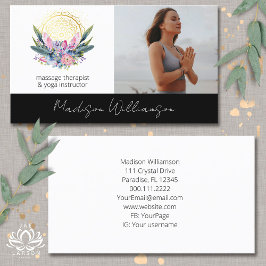 Cartão De Visita Dourada Foto Espiritual  de Cristais Rosa Mandala