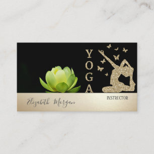 Cartão De Visita Dourada Garota Luminosa Lótus Verde