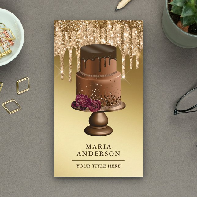 Cartão De Visita Dourada Glitter Coloca Pasta de Chocolate Personal (Criador carregado)