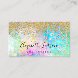 Cartão De Visita Dourada Glitter Opal Beaust Hair Makeup Salon