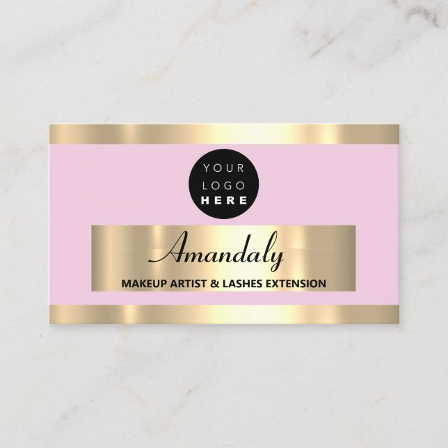 Cartão De Visita Dourada imagem de beleza Compra pincel (Frente)