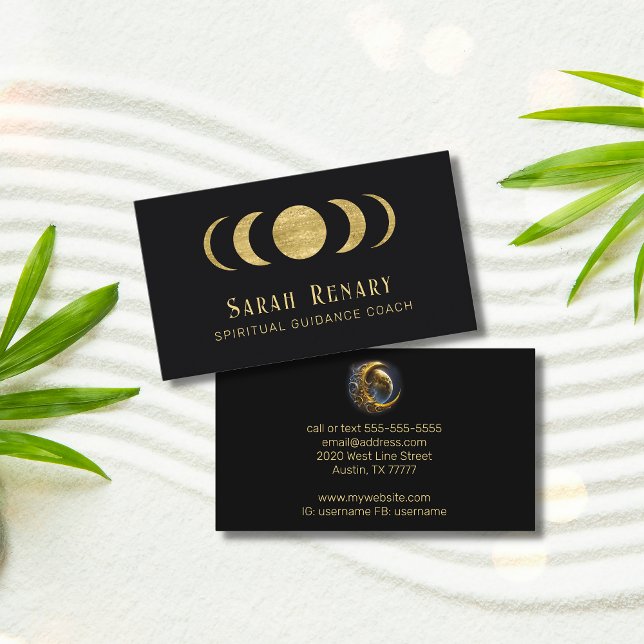 Cartão De Visita Dourada Lua Fases Astrogoly (Criador carregado)