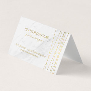 Cartão De Visita Dourada Lux Modern com Marble