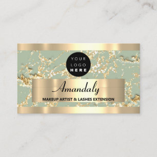 Cartão De Visita Dourada Marble Glitter Rosa Beauty Studio SPA Min