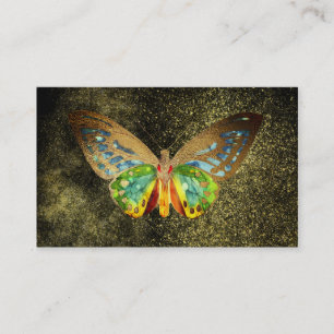 Cartão De Visita ** Dourada Mística da Borboleta Glitter Dourada