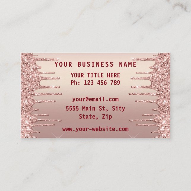 Cartão de visita Dourada rosa Informações sobre o  (Frente)