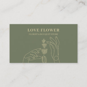Cartão De Visita Dourada Sage com as mãos botânicas floristas