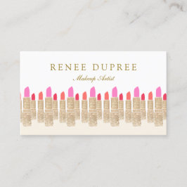 Cartão De Visita Dourada Sequin Lipstick Makeup Artist Beauty Salon