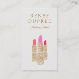 Cartão De Visita Dourada Sequin Lipstick Makeup Artista Beauty Salo