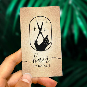 Cartão De Visita Dourada tesoura e logotipo de mão do luxo Cabelo 
